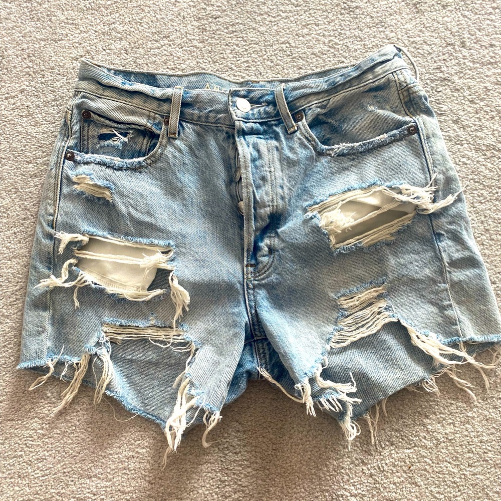 American Eagle Distressed light jean shorts
